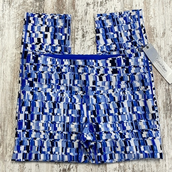 CALVIN KLEIN NWT Blue Performance Wick Compression Athletic Leggings Size Small - Picture 1 of 9